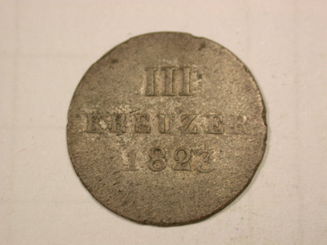 G11 Nassau 3 Kreuzer 1823 in f.ss Originalbilder