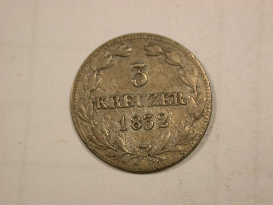  G11  Nassau  3 Kreuzer 1832 in ss   Originalbilder   