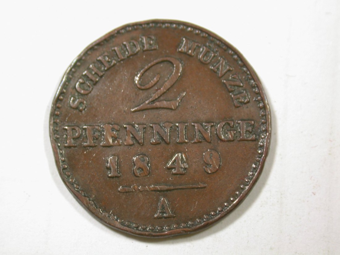 G11 Preussen 2 Pfennig 1849 A in ss, Randfehler Originalbilder