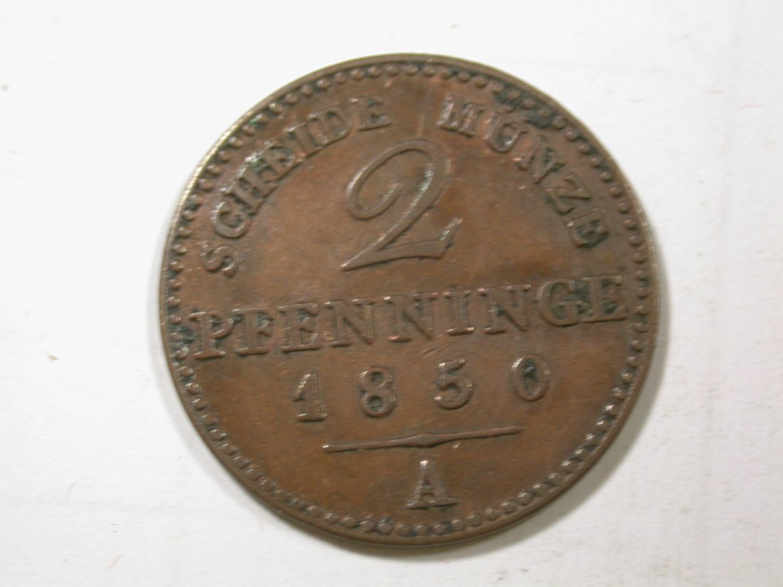  G11  Preussen  2 Pfennig 1850 A in ss  Originalbilder   