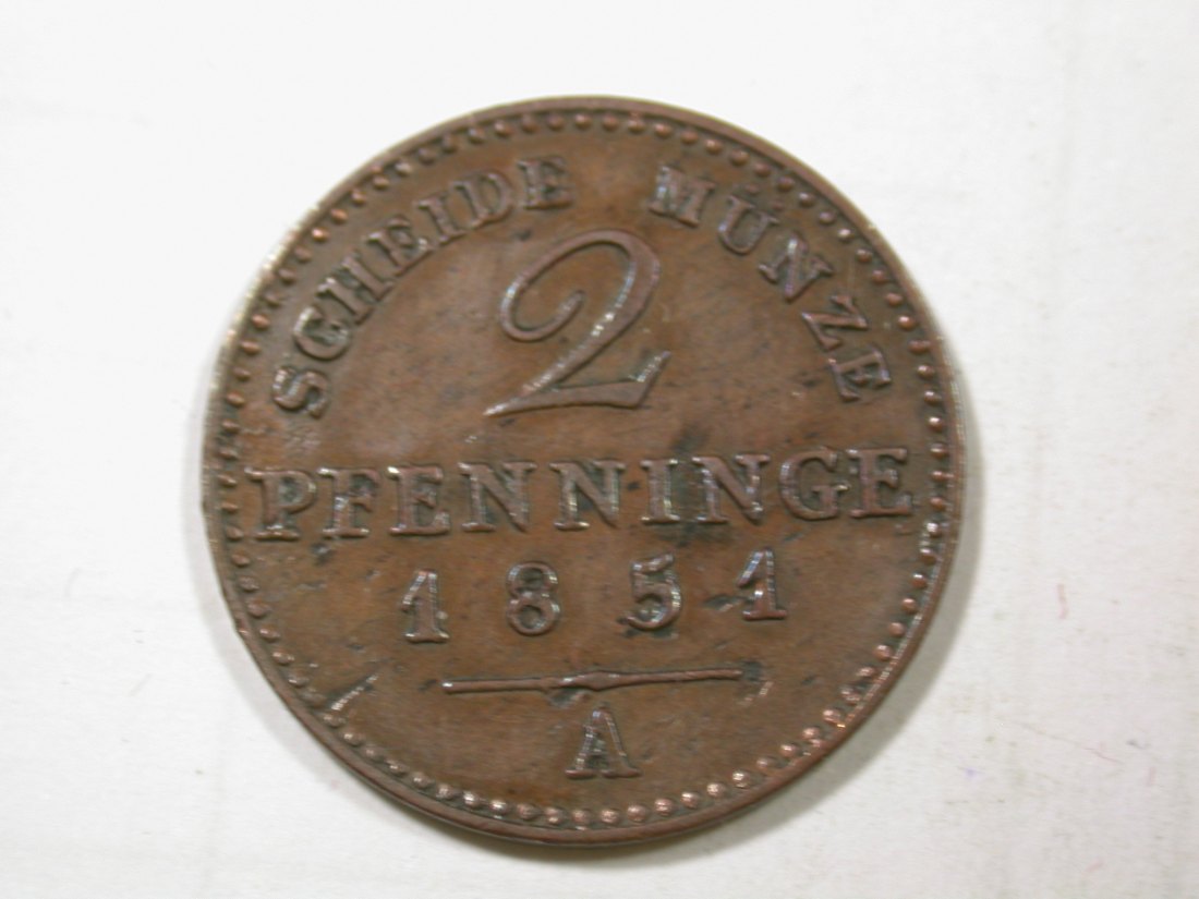 G11 Preussen 2 Pfennig 1851 A in s-ss+ Kerben -R- Originalbilder