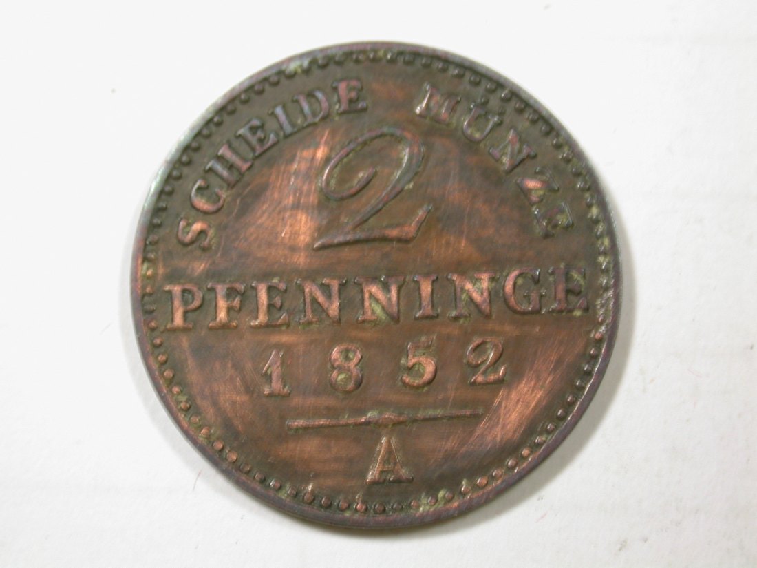G11 Preussen 2 Pfennig 1852 A in ss Originalbilder