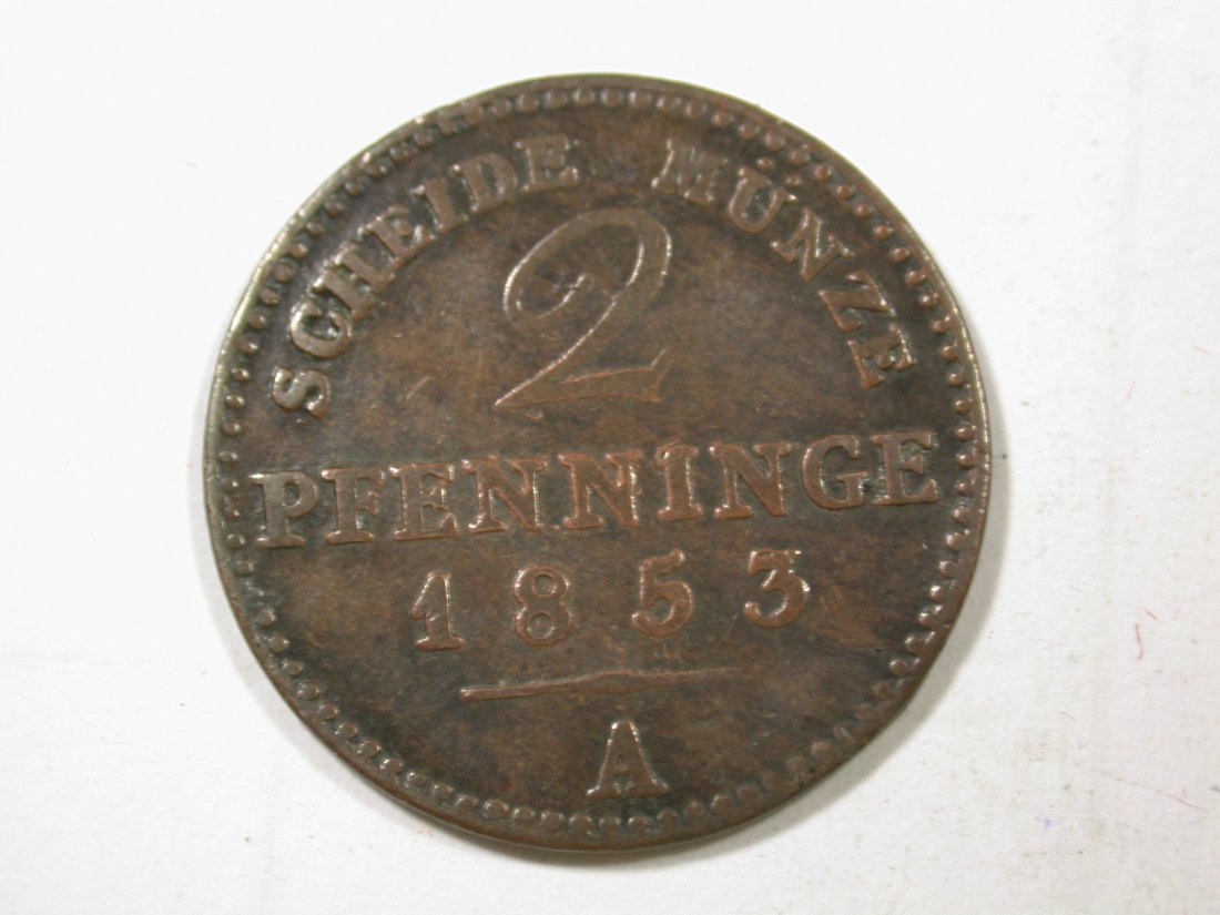  G11  Preussen  2 Pfennig 1853 A in s-ss  Originalbilder   