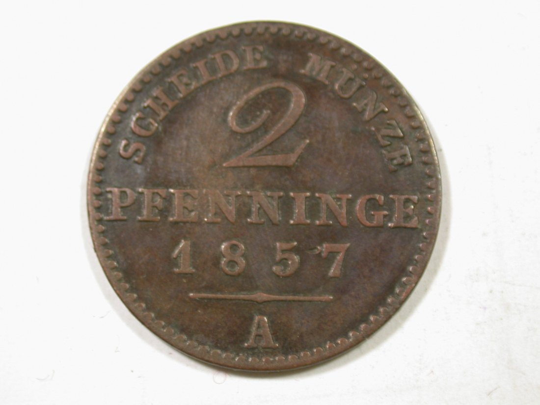 G11 Preussen 2 Pfennig 1857 A in ss Originalbilder