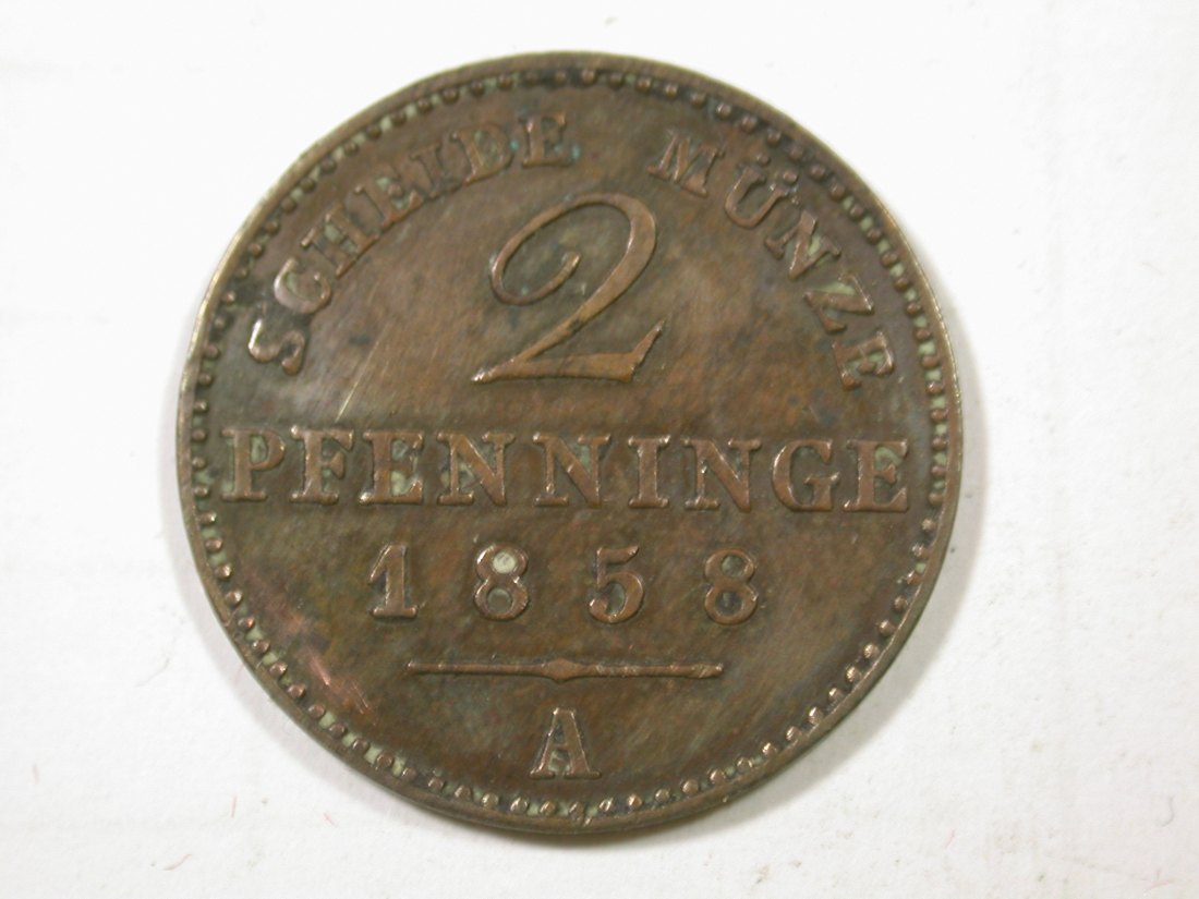 G11 Preussen 2 Pfennig 1858 A in ss/ss+ Originalbilder