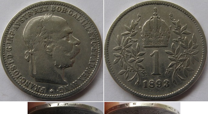  1893, Austro-Hungarian Monarchy, 1 Corona (KB)-silver coin   