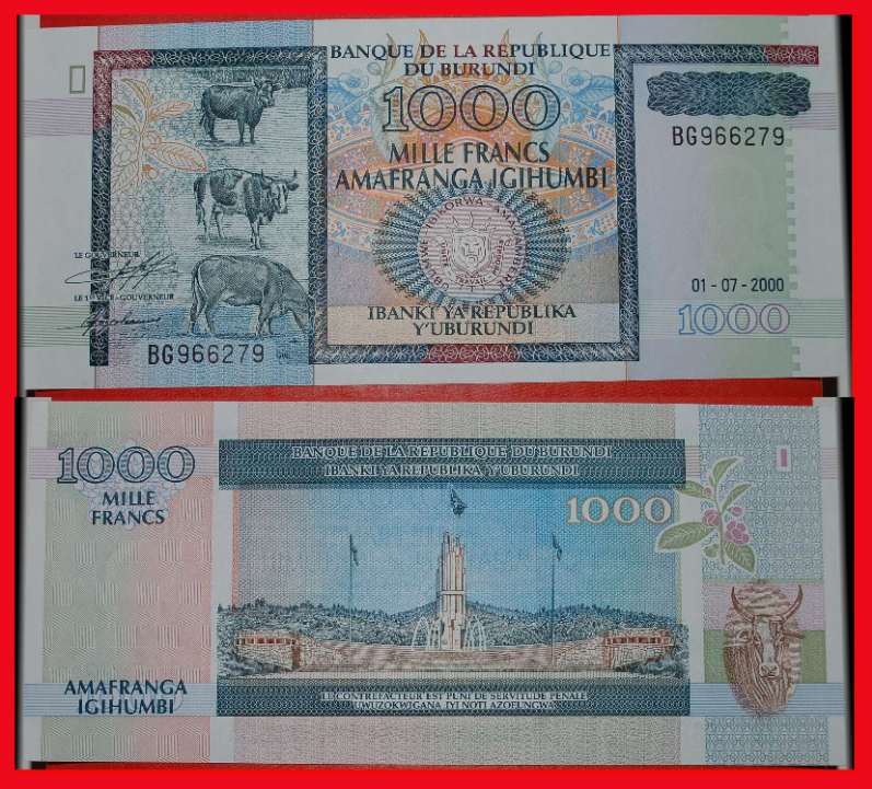  * TIERE * BURUNDI ★ 1000 FRANCS 2000! KFR!!! KNACKIG! OHNE VORBEHALT!   