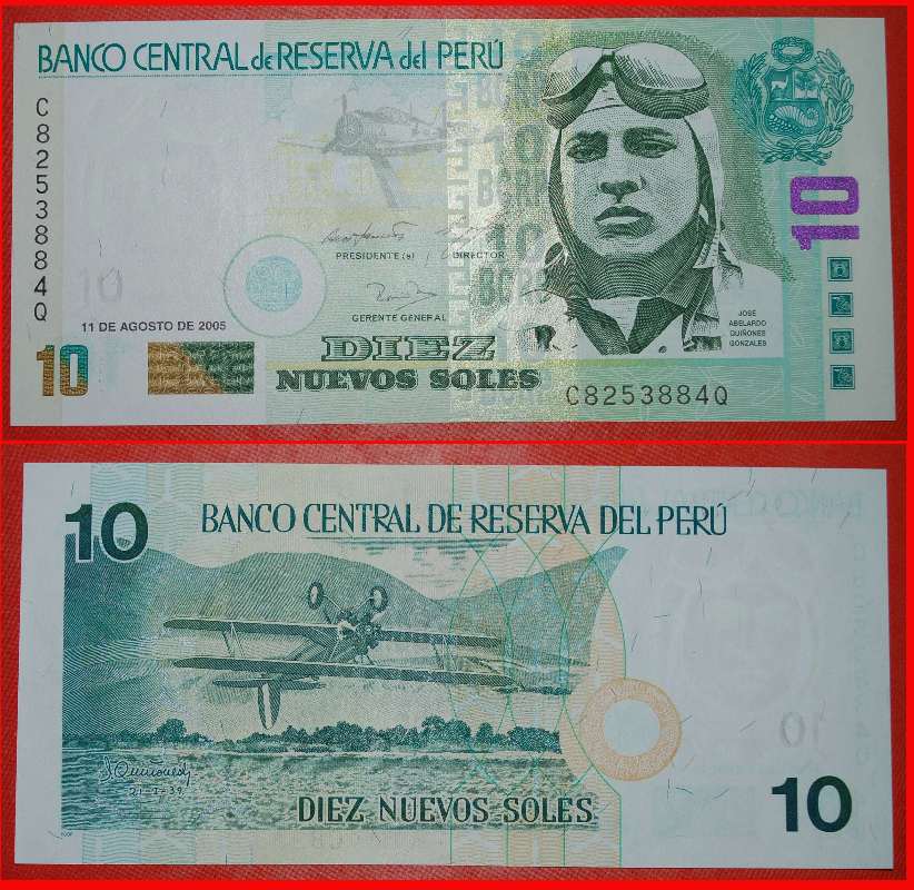  * PILOT & PLANE ★ PERU ★ 10 NEW SOLS 2005! UNC CRISP! ★LOW START ★ NO RESERVE!   