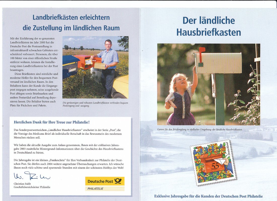 Sonderpostwertzeichen Ländlicher Briefkasten 55 Cent b.