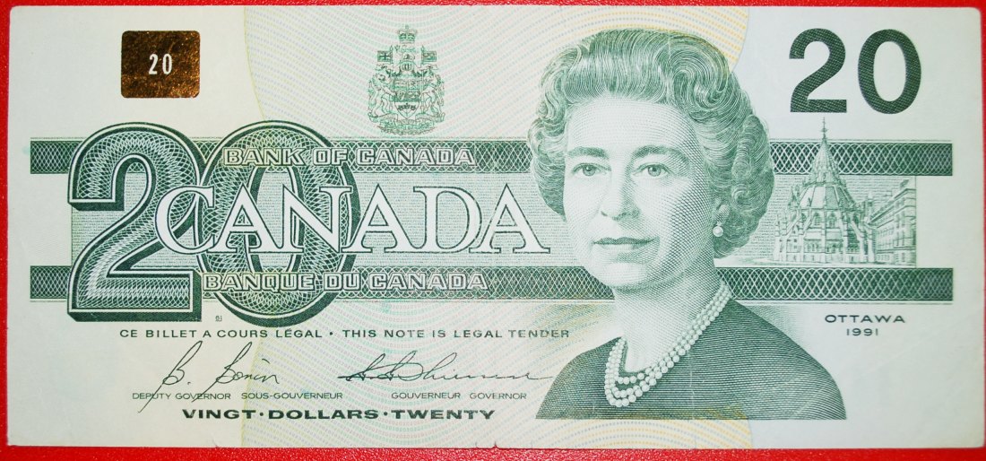 Ⰶ LIBRARY: CANADA ★ 20 DOLLARS 1991 CRISP! ELIZABETH II (1953-2022) LOW START ★ NO RESERVE!