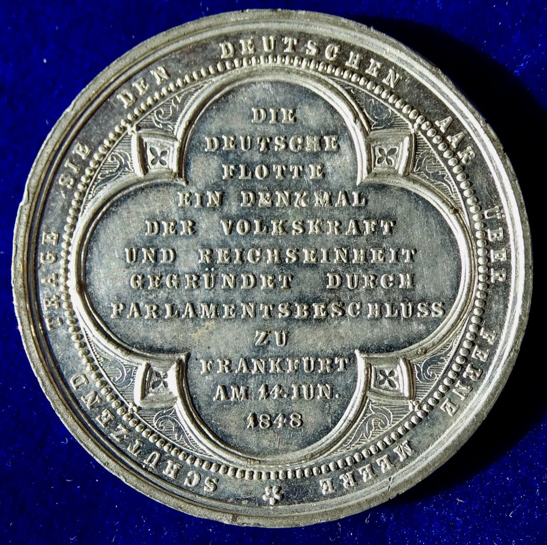  Gründung der Deutschen Flotte im Frankfurter Parlament, Numisnautik Medaille 1848 von Lange.   