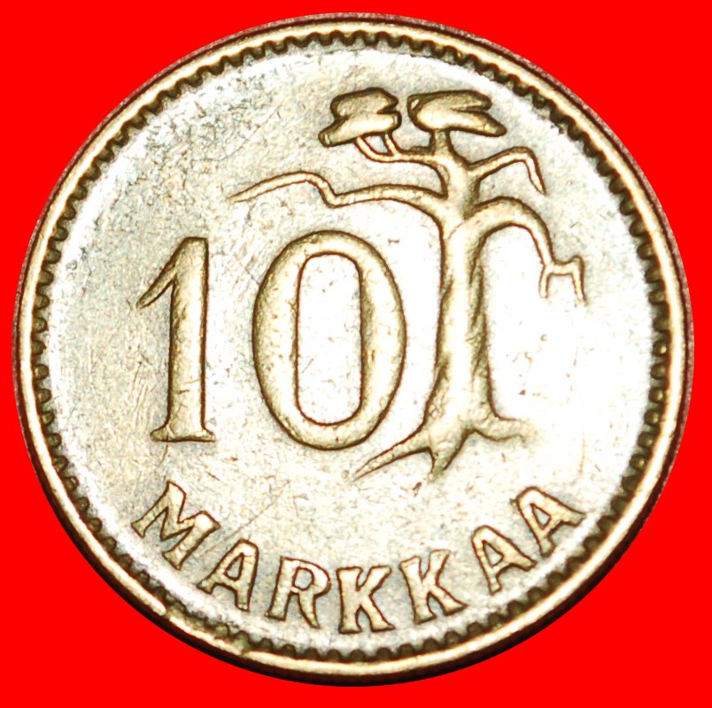  * PINE TREE (1952-1962): FINLAND ★ 10 MARKS 1952H! DIES 1+B★LOW START ★ NO RESERVE!   