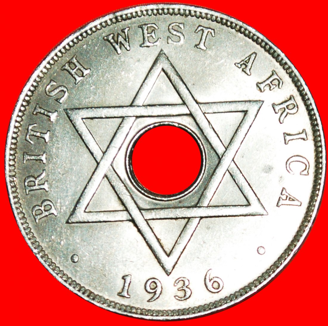  * GREAT BRITAIN STAR OF DAVID:BRITISH WEST AFRICA★1 PENNY 1936KN★MINT LUSTRE★LOW START ★ NO RESERVE!   