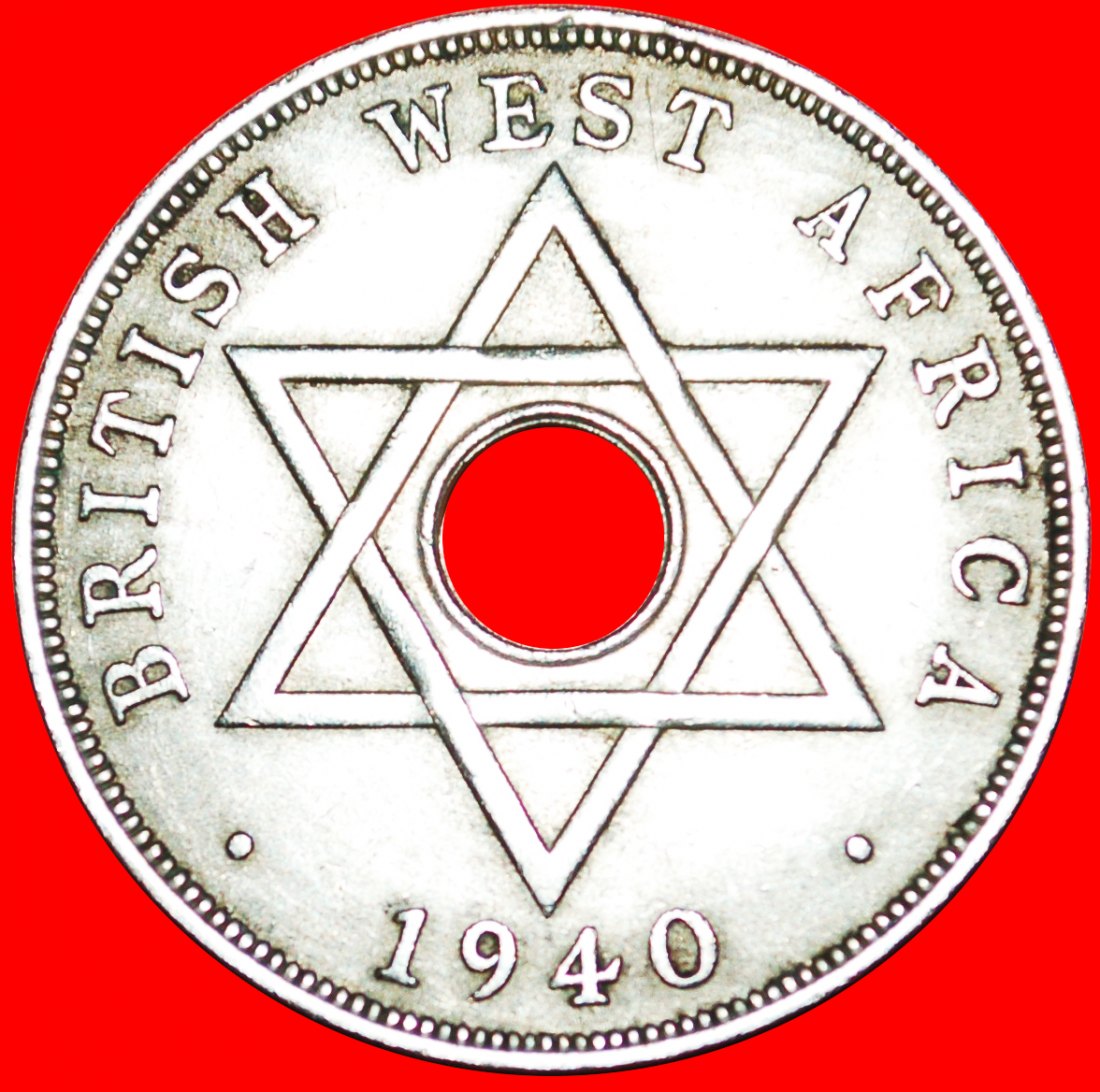 * GROSSBRITANNIEN DAVIDSTERN: BRITISCH-WESTAFRIKA★ 1 PENNY 1940! GEORG VI. 1937-1952 OHNE VORBEHALT!