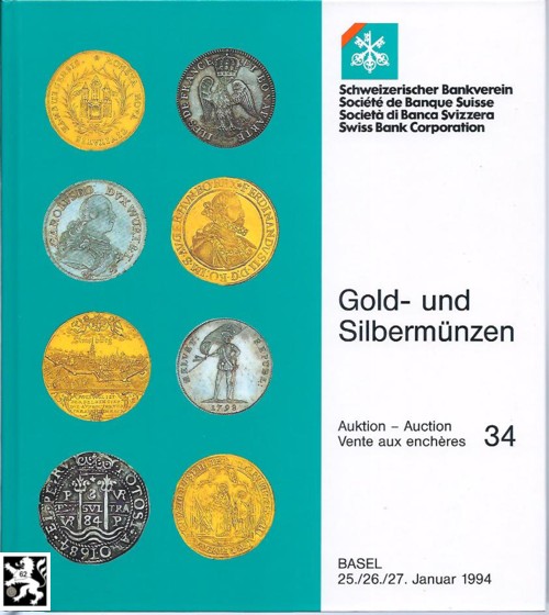  Schweizerischer Bankverein (Basel) Auktion 34 (1994) Spezial-Slg. Augsburg ,Frankfurt ,Regensburg ua   
