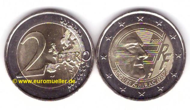 Frankreich 2 Euro Gedenkmünze 2022...Jacques Chirac   