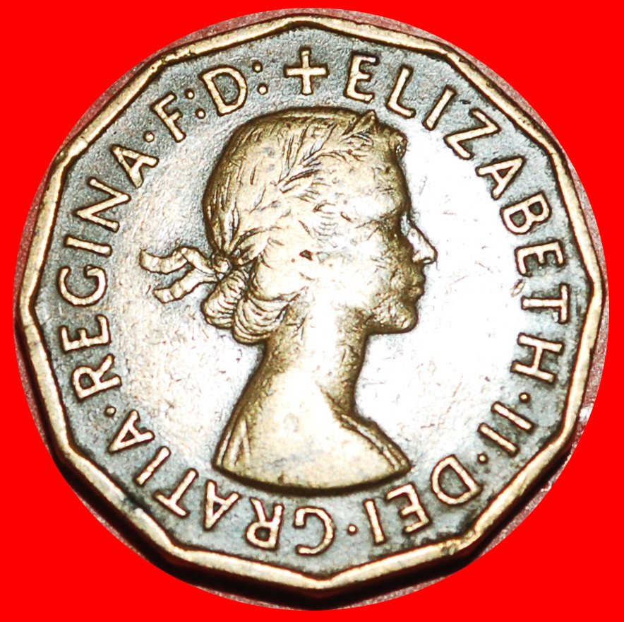  * FALLGATTER (1954-1970): GROSSBRITANNIEN ★ 3 PENCE 1955!  OHNE VORBEHALT!   