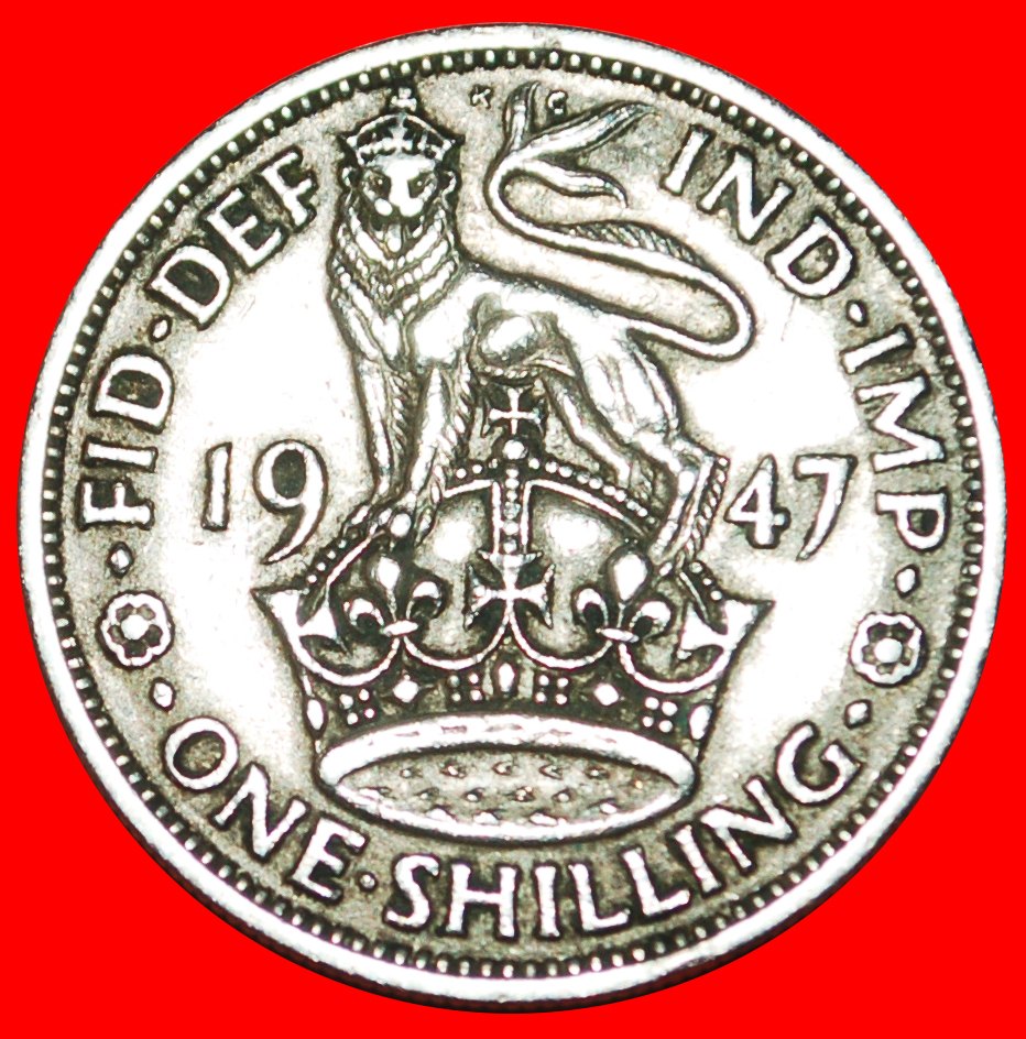  * ENGLISH CREST: UNITED KINGDOM ★ 1 SHILLING 1947 GEORGE VI (1936-1952)!★LOW START★ NO RESERVE!   