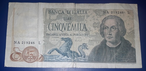 Italien - 5000 Lire Schein - Motiv: Kolumbus - 11. April 1973 - Republik Italien