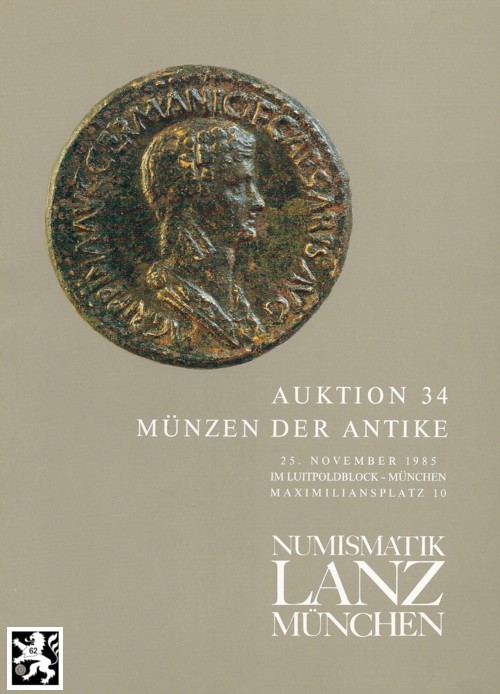  Lanz ( München ) Auktion 34 (1985) ANTIKE - Römische Republik & Kaiserzeit ,Griechen ,Kelten ,Byzanz   