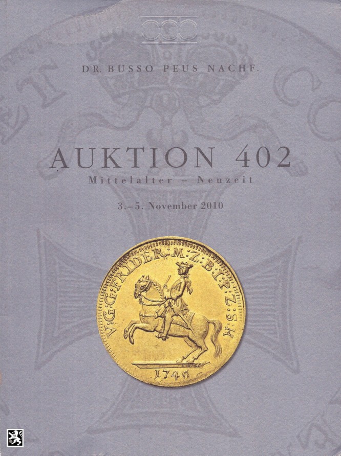  Busso Peus (Frankfurt) Auktion 402 (2010) Sammlung Judaica ,Mainz, rheinland-pfälzische Münzstätten   