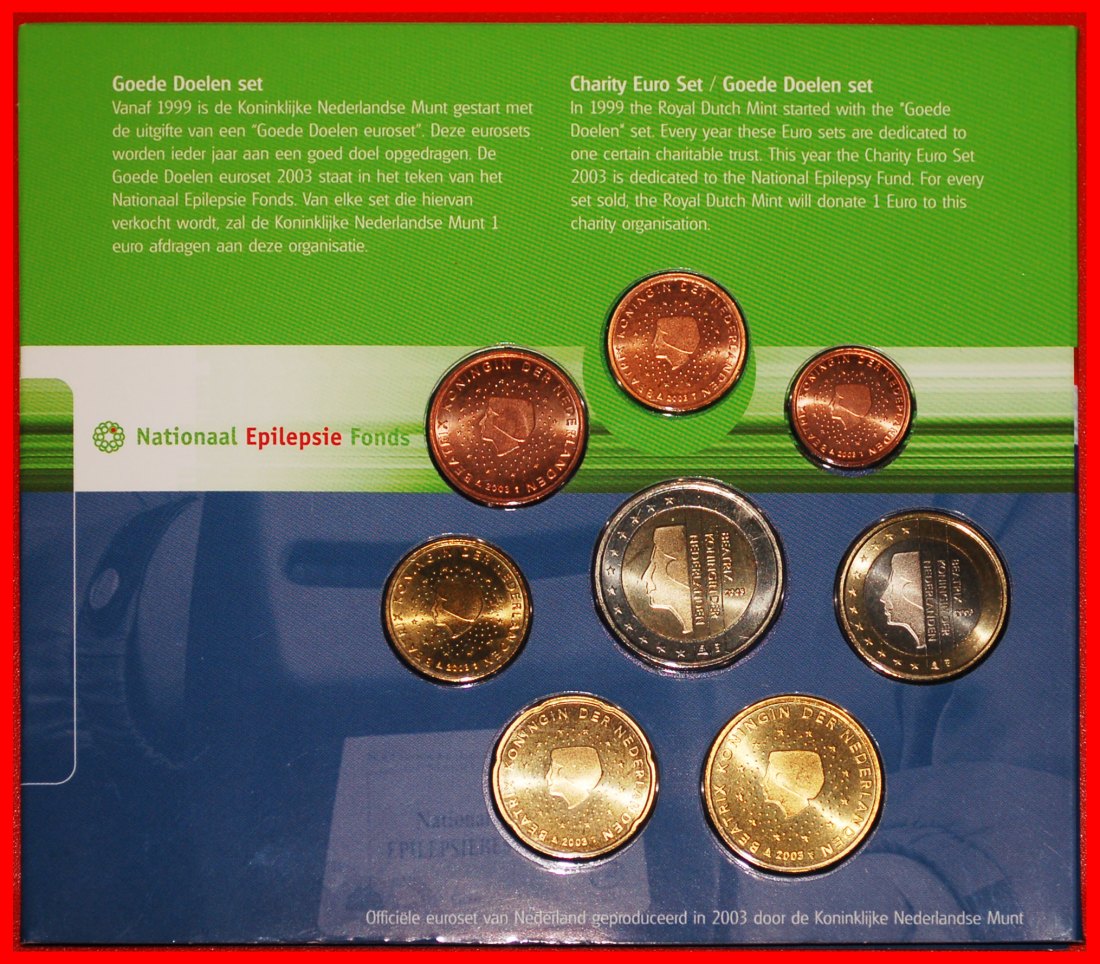  * BEATRIX (1980-2013): NETHERLANDS ★ MINT SET 2003 (8 COINS) EPILEPSY FUND!★LOW START★ NO RESERVE!   