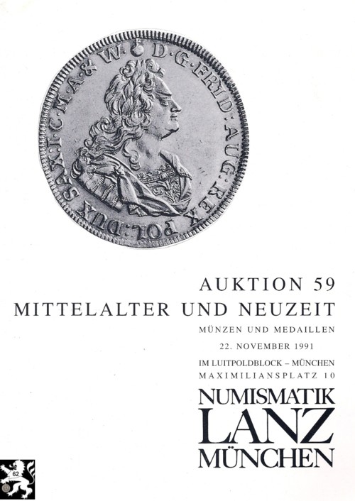  Lanz ( München ) Auktion 59 (1991) ua. Mittelalter Karolinger ,Sachsen ,Franken   