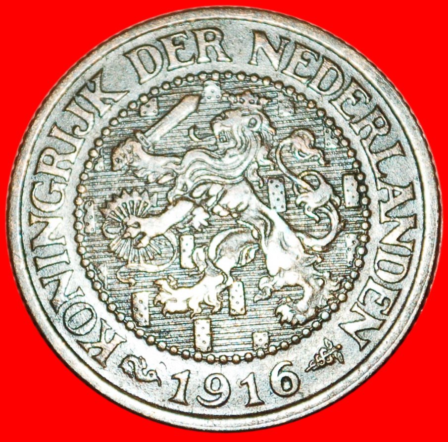  * SEAHORSE: NETHERLANDS ★ 2 1/2 CENTS 1916! WILHELMINA (1890-1948) LOW START ★ NO RESERVE!   