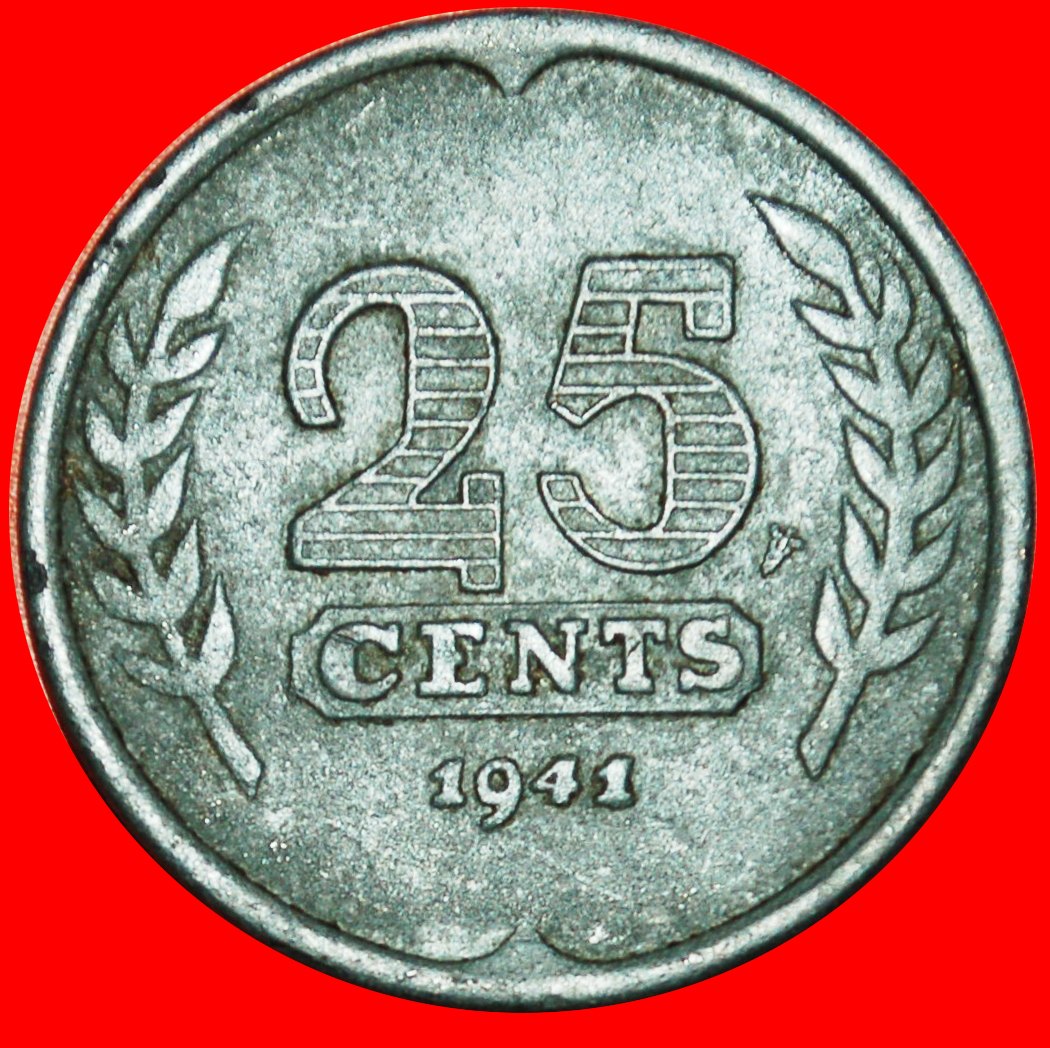  * BESETZUNG DURCH DEUTSCHLAND SCHIFFE (1941-1943): NIEDERLANDE★25 CENTS 1941! FEHLER OHNE VORBEHALT!   