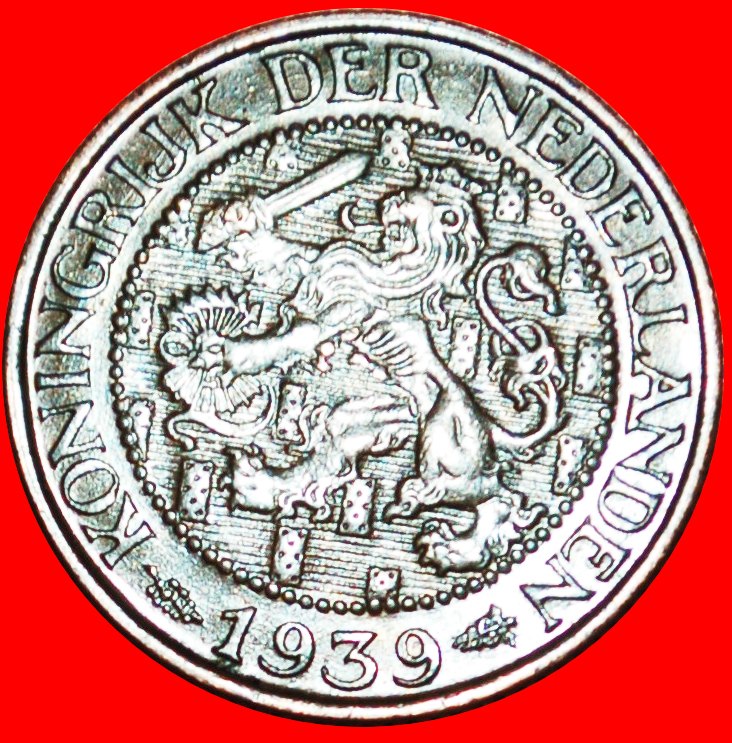  * RAMPANT LION (1913-1941): NETHERLANDS ★ 1 CENT 1939! WILHELMINA 1890-1948★LOW START ★ NO RESERVE!   