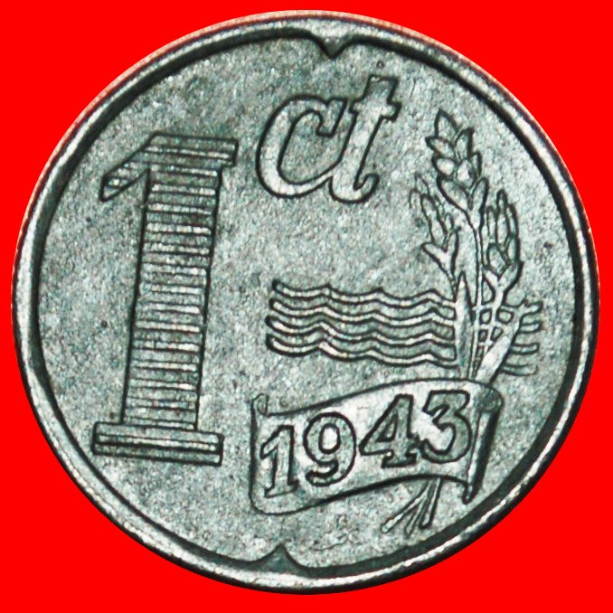 * OCCUPATION by GERMANY CROSS (1941-1944): NETHERLANDS ★ 1 CENT 1943! ERROR!★LOW START ★ NO RESERVE!