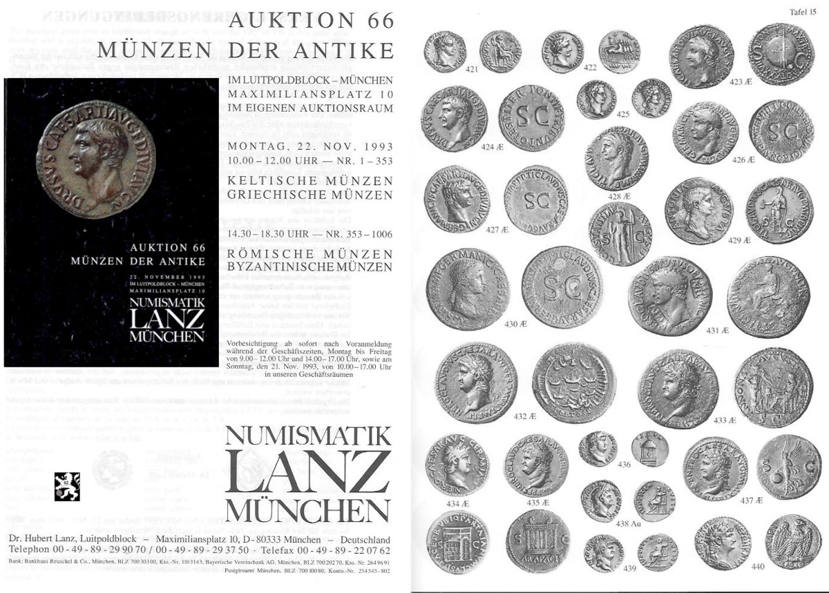  Lanz ( München ) Auktion 66 (1993) ANTIKE - Römische Republik & Kaiserzeit ,Griechen ,Kelten ,Byzanz   