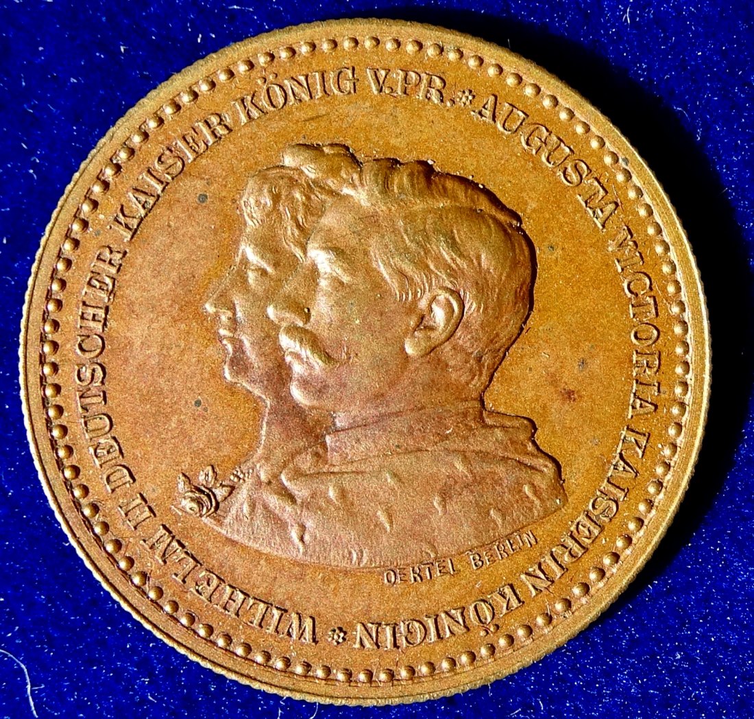  Elsass Lothringen Straßburg Metz Medaille 1889 Wilhelm II und Augusta von Preussen   