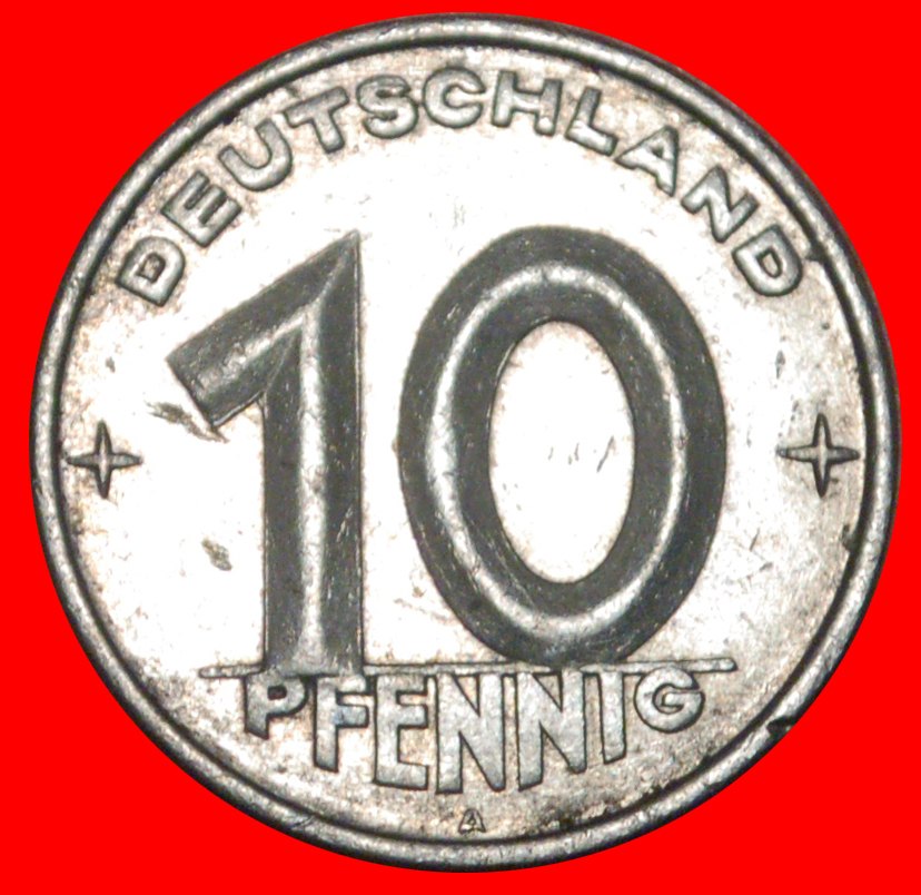  * HAMMER UND ZIRKEL (1952-1953): DEUTSCHLAND ★ 10 PFENNIG 1952A! OHNE VORBEHALT!   