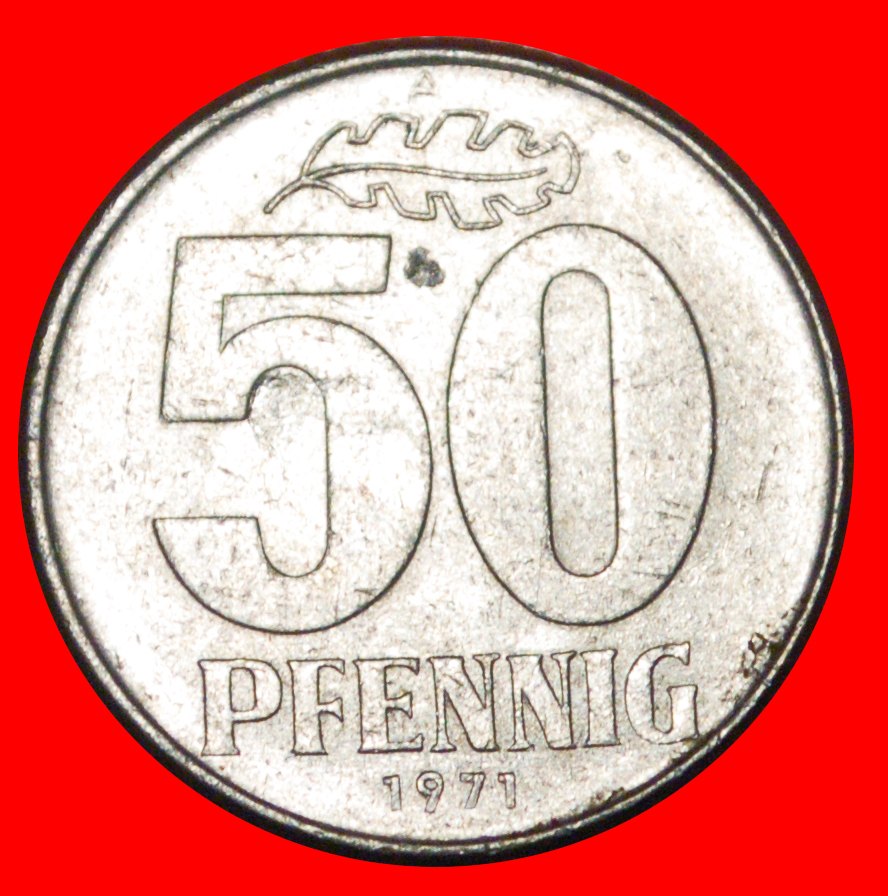  * HAMMER AND COMPASS (1958-1990): GERMANY ★ 50 PFENNIG 1971A! MINT LUSTRE! LOW START ★ NO RESERVE!   