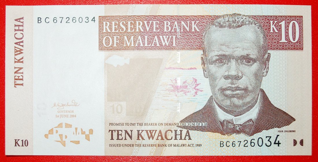* FISH AND BOAT: MALAWI ★ 10 KWACHA 2004 UNC CRISP! LOW START ★ NO RESERVE!