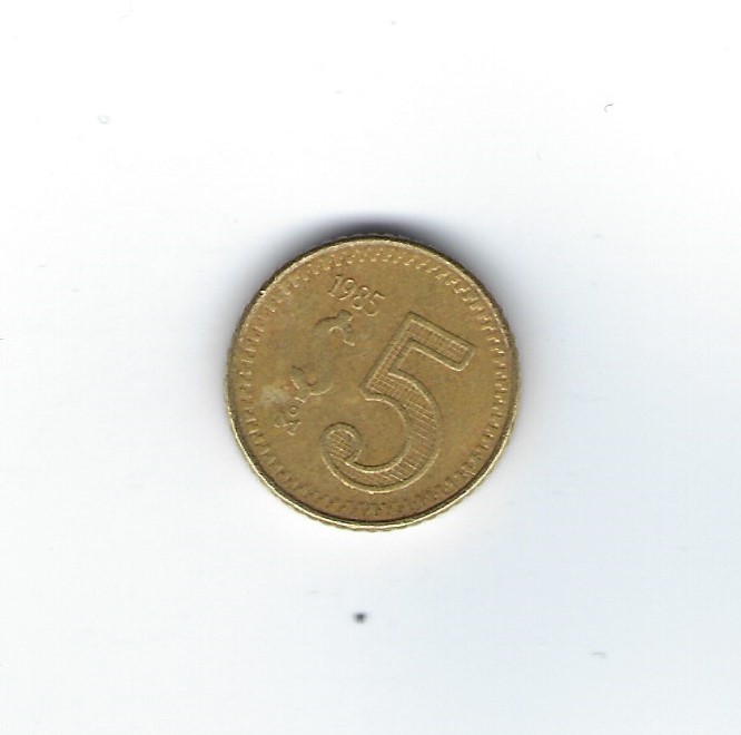  Mexiko 5 Pesos 1985   