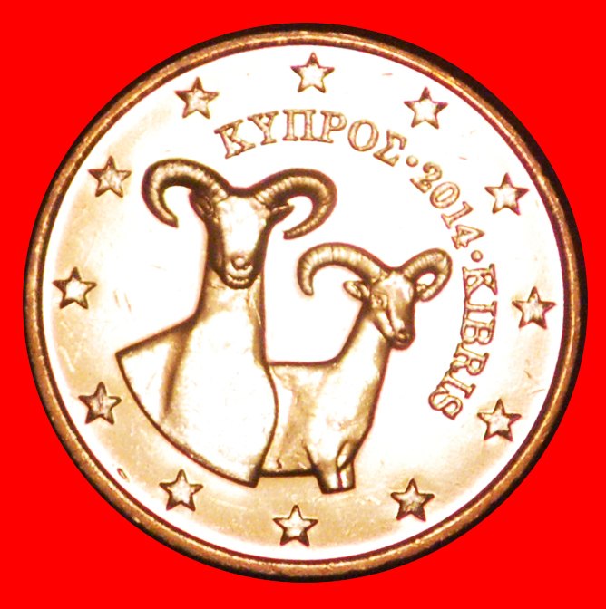  * GREECE (2008-2021): CYPRUS ★ 1 CENT 2014 UNC! MOUFLONS! UNCOMMON YEAR! LOW START ★ NO RESERVE!   