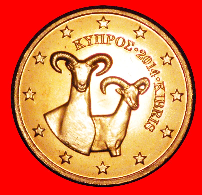* GREECE (2008-2021): CYPRUS ★ 2 CENT 2014 UNC! MOUFLONS! UNCOMMON YEAR! LOW START ★ NO RESERVE!