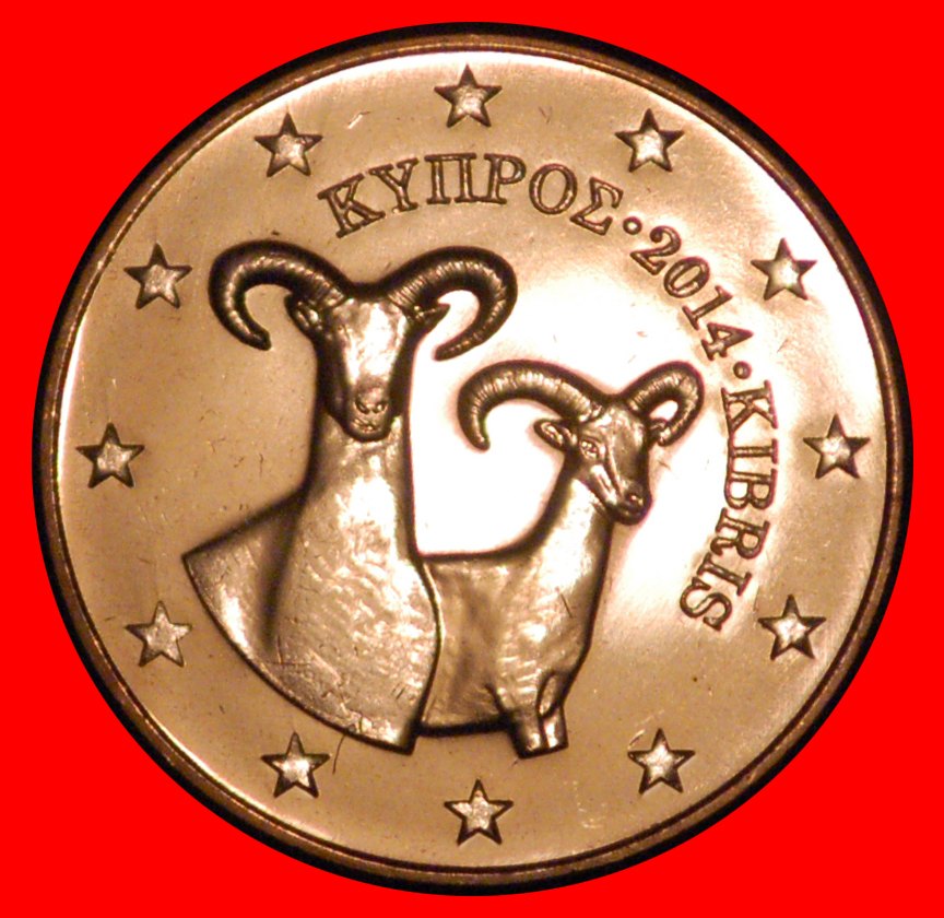  * GREECE (2008-2021): CYPRUS ★ 5 CENT 2014 UNC! MOUFLONS! UNCOMMON YEAR! LOW START ★ NO RESERVE!   