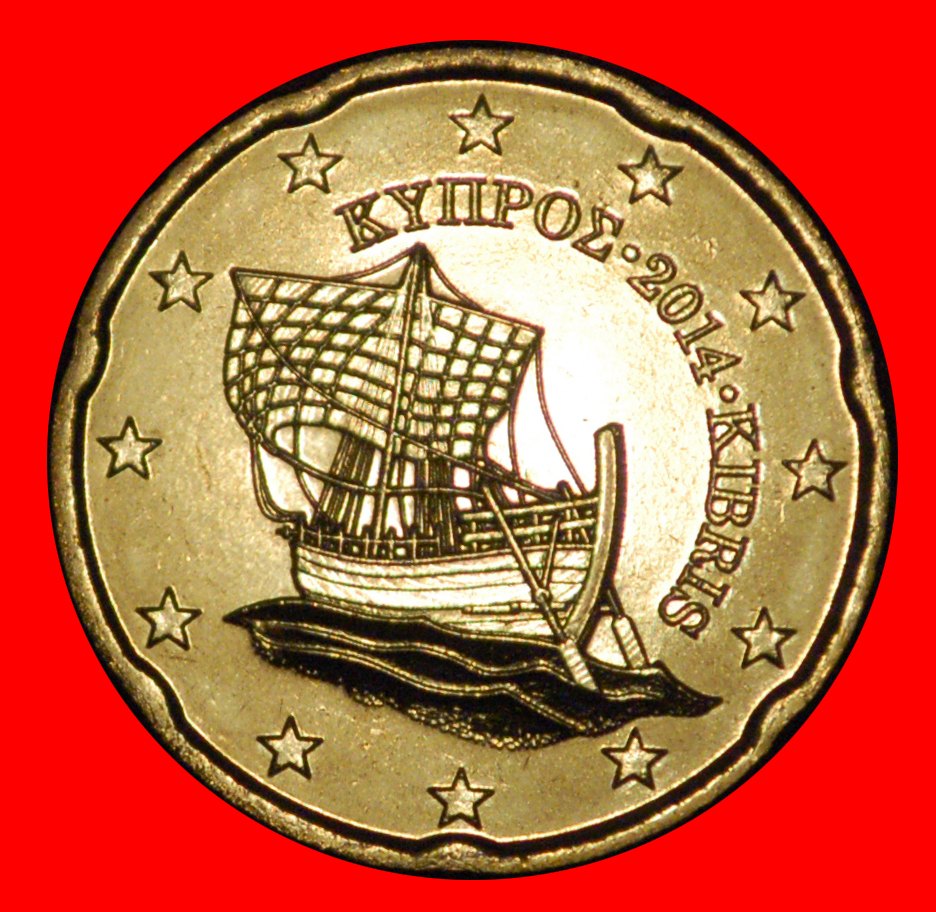  * GREECE (2008-2021): CYPRUS ★ 20 CENT 2014! SHIP NORDIC GOLD UNC UNCOMMON! LOW START ★ NO RESERVE!   