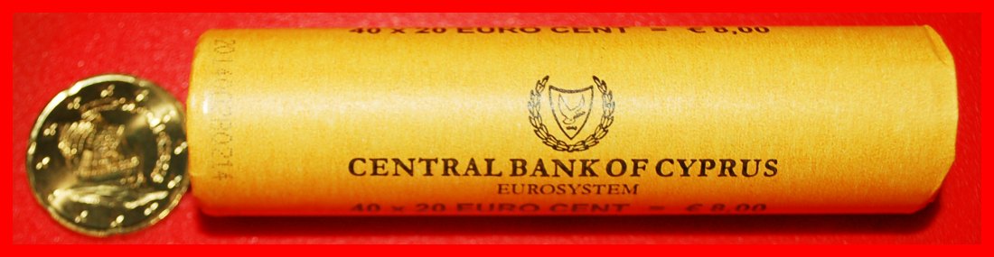  * GREECE (2008-2021): CYPRUS★20 CENT 2014 NORDIC GOLD★SHIP★UNC ROLL★UNCOMMON★LOW START ★ NO RESERVE!   
