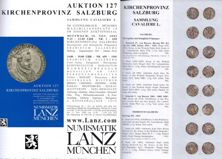 Lanz ( München ) Auktion 127 (2005) Sammlung CAVALIERE L. Kirchenprovinz Salzburg Münzen & Medaillen   