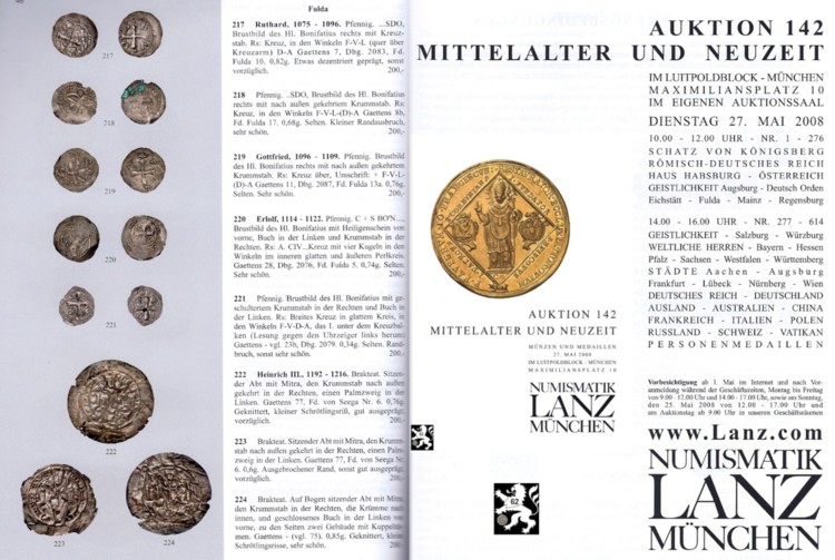  Lanz ( München ) Auktion 142 (2008) Sammlung Fulda Mittelalter ,Schatz von Königsberg vergraben 1675   