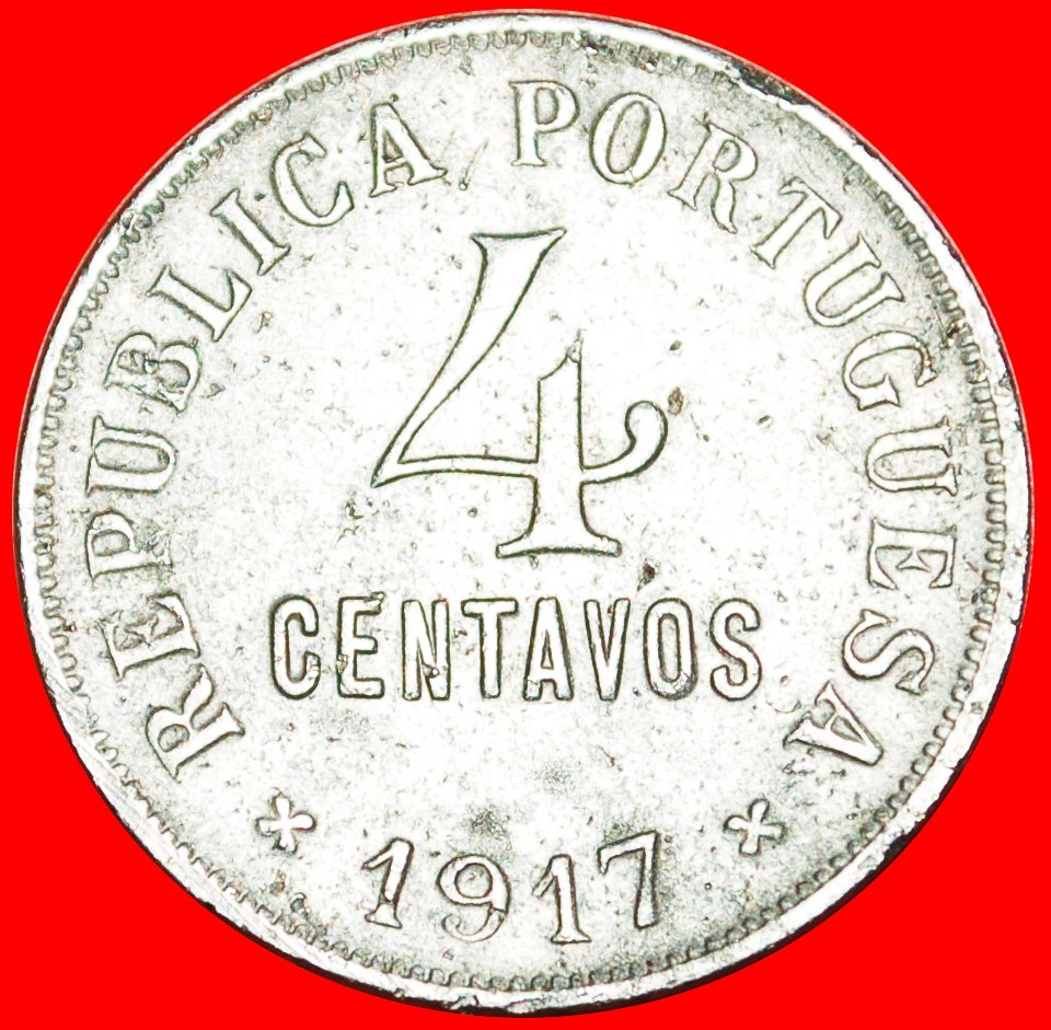  * LIBERTY (1917-1919): PORTUGAL ★ 4 CENTAVOS 1917!★LOW START ★ NO RESERVE!   