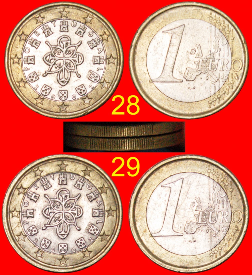  * ZWEI RIFFEL KANTE: PORTUGAL ★ 1 EURO SIEGEL 1144! OHNE VORBEHALT!   