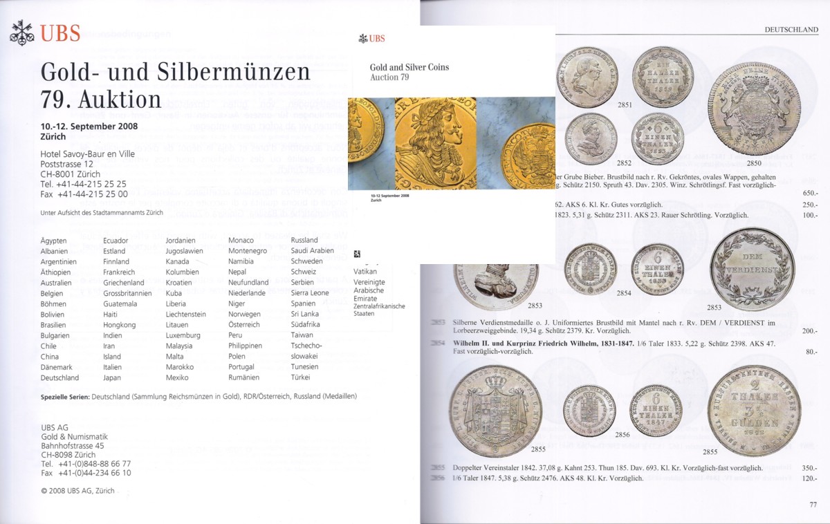  Schweizerischer Bankverein (Zürich) Auktion 79 (2008) Sammlung Reichsmünzen Gold ,RDR / Österreich   