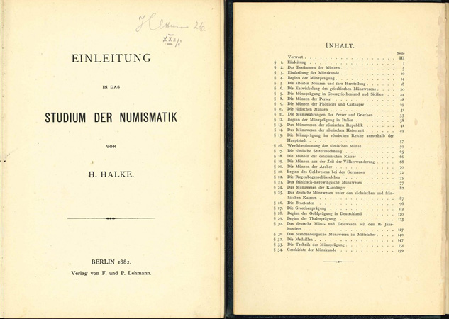  H.Halke; Einleitung in das Studium der Numismatik; Berlin 1882   