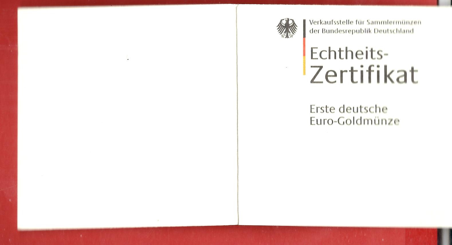  Sonderangebot Original Zertifikat 200€ Brd 2002 Golden Gate Münzenankauf Koblenz Frank Maurer j216   