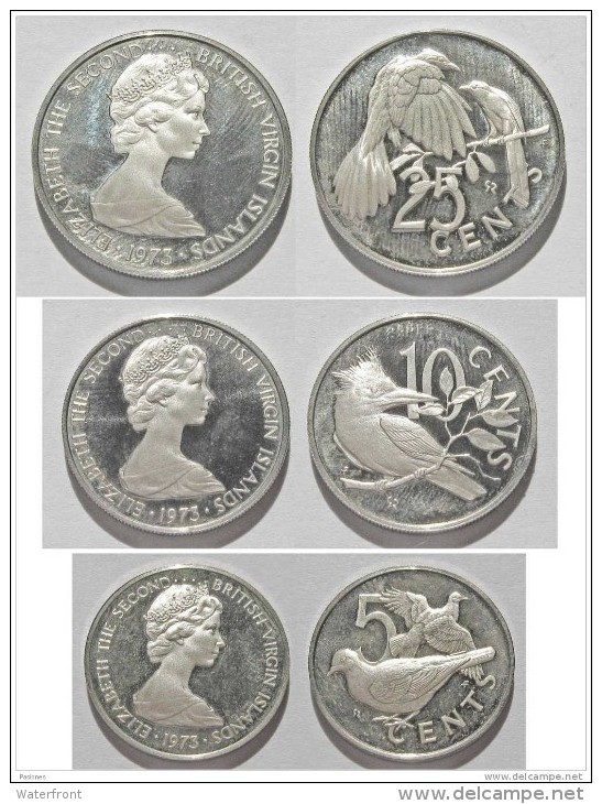  BRITISH VIRGIN ISLANDS - First Coinage Year 1973 Set 5 Coins ex PP (see description)   